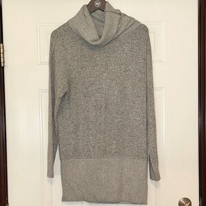 WHBM Women's Tunic Sweater Dress M Gray Zippered Cowl Neck Career